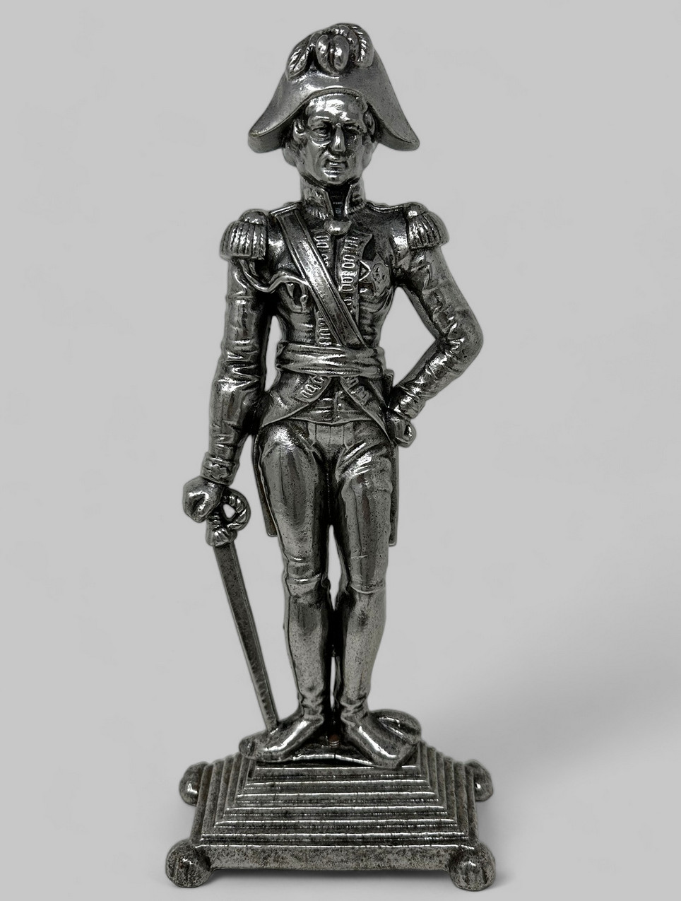 946. Antique Silvered Cast Iron Victorian Door Stop Duke of Wellington Irish Interest