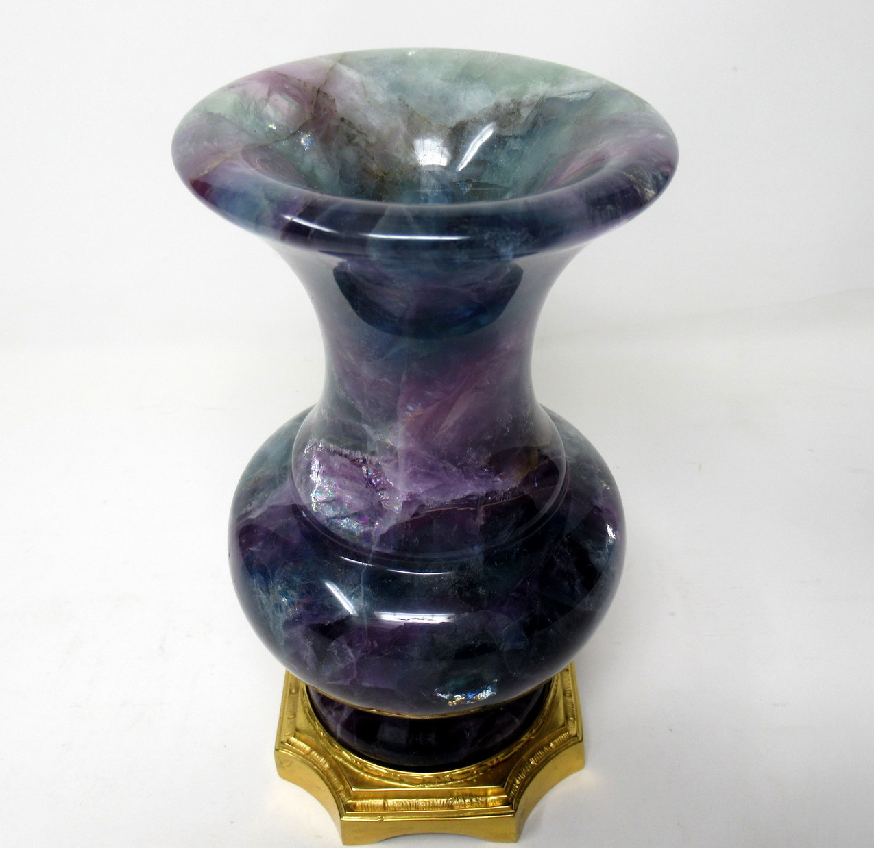554. Rare Blue John Fluorite Derbyshire Carved Urn Ormolu Mounts 19th Ct - Image 7