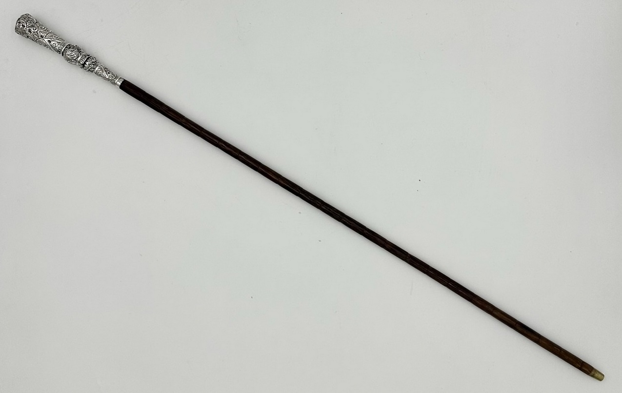 409. Antique Vintage Partridge Wood Wooden Ladys Walking Stick Sterling Silver 1891 - Image 10
