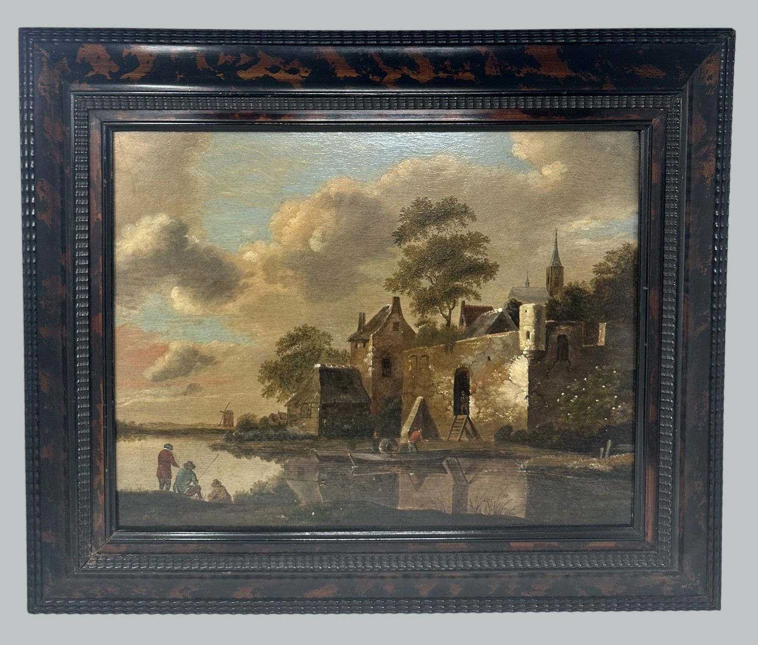 447. Cornelis Gerritsz Decker 1618- 1678 Antique Dutch Painting Fisherman Village - Image 3