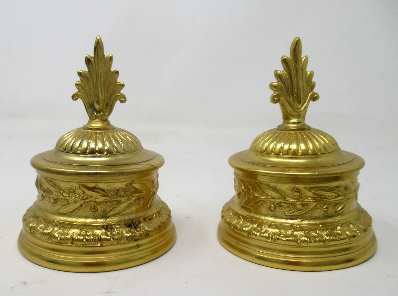 672. Antique Chinese Japanese Bronze Inkwell Male Bust Pair French Ormolu Desk Set - Image 2