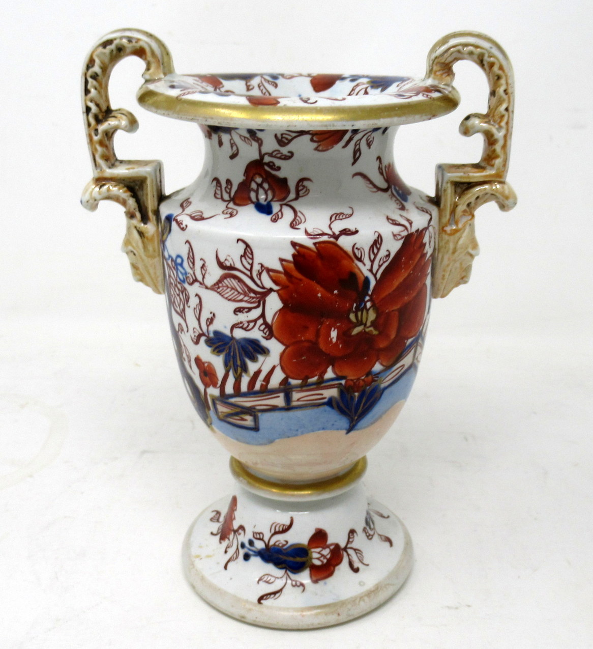 840. Antique Early English Chinoiserie Masons Ironstone China Urn Vase Fence Pattern - Image 3