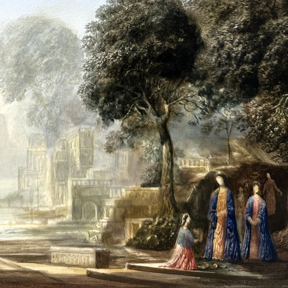 843. Antique Continental Italianate Framed Watercolour on Board possibly Venice Italy - Image 5