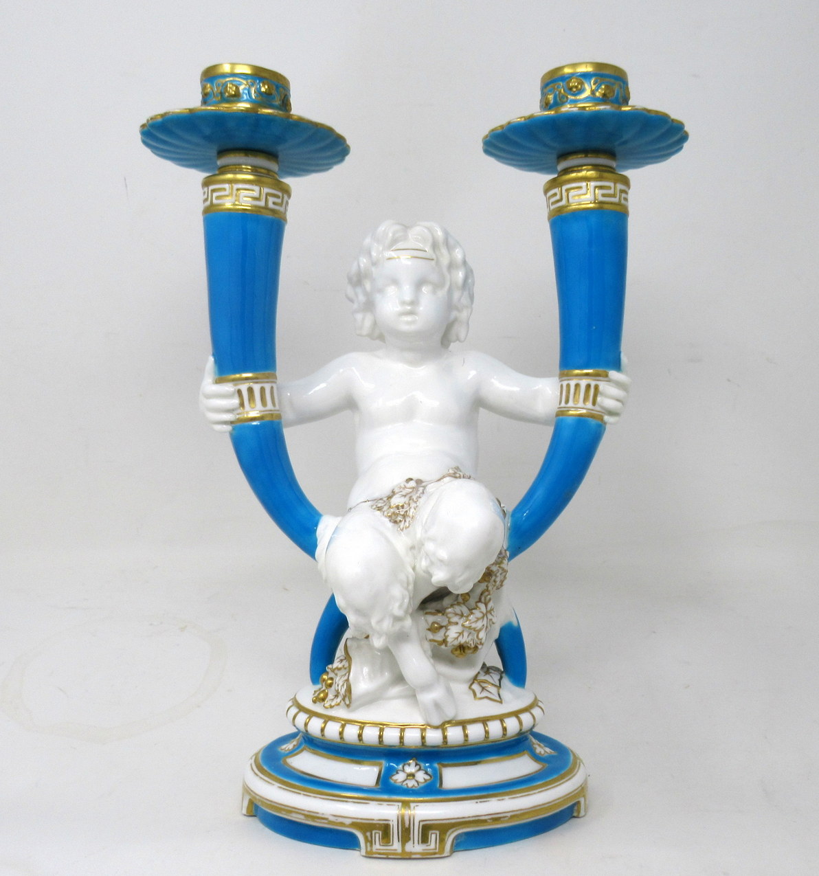 110. Antique Minton Staffordshire Porcelain Candelabra Centerpiece Cherub 19th Ct
