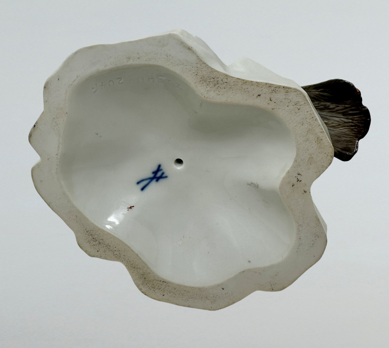 074. Antique German Meissen Continental Porcelain Parrot Bird Green Gilt 19th Century - Image 6