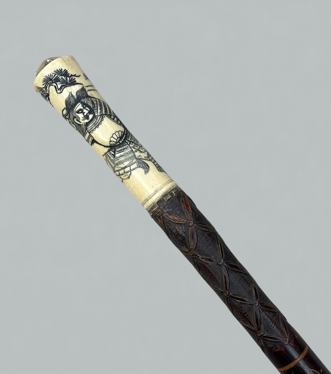 490. Antique Victorian Vintage Bovine Whale Bone Malacca Wooden Walking Stick Cane - Image 5