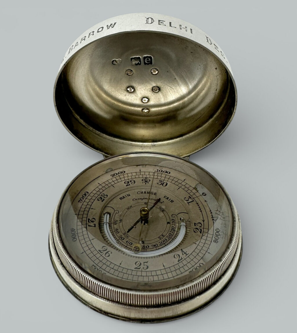606. Silver Cased Compensated Weather Barometer Superb Royal Provenance Alfred Clark