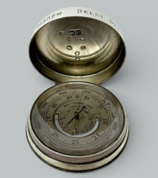 606. Silver Cased Compensated Weather Barometer Superb Royal Provenance Alfred Clark