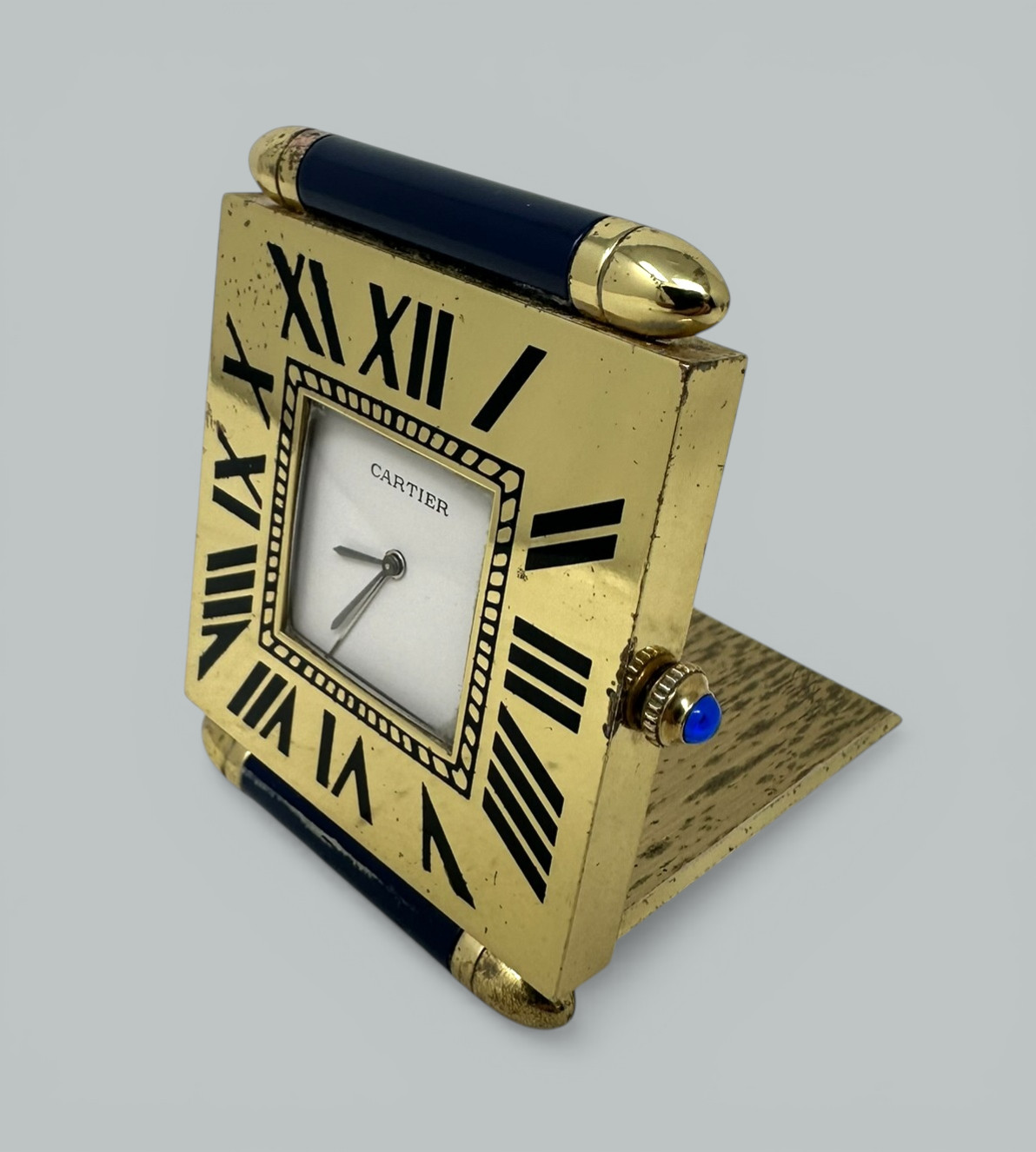 677. Mid Century Vintage Cartier Paris French Quartz Quadrant Traveling Alarm Clock - Image 4