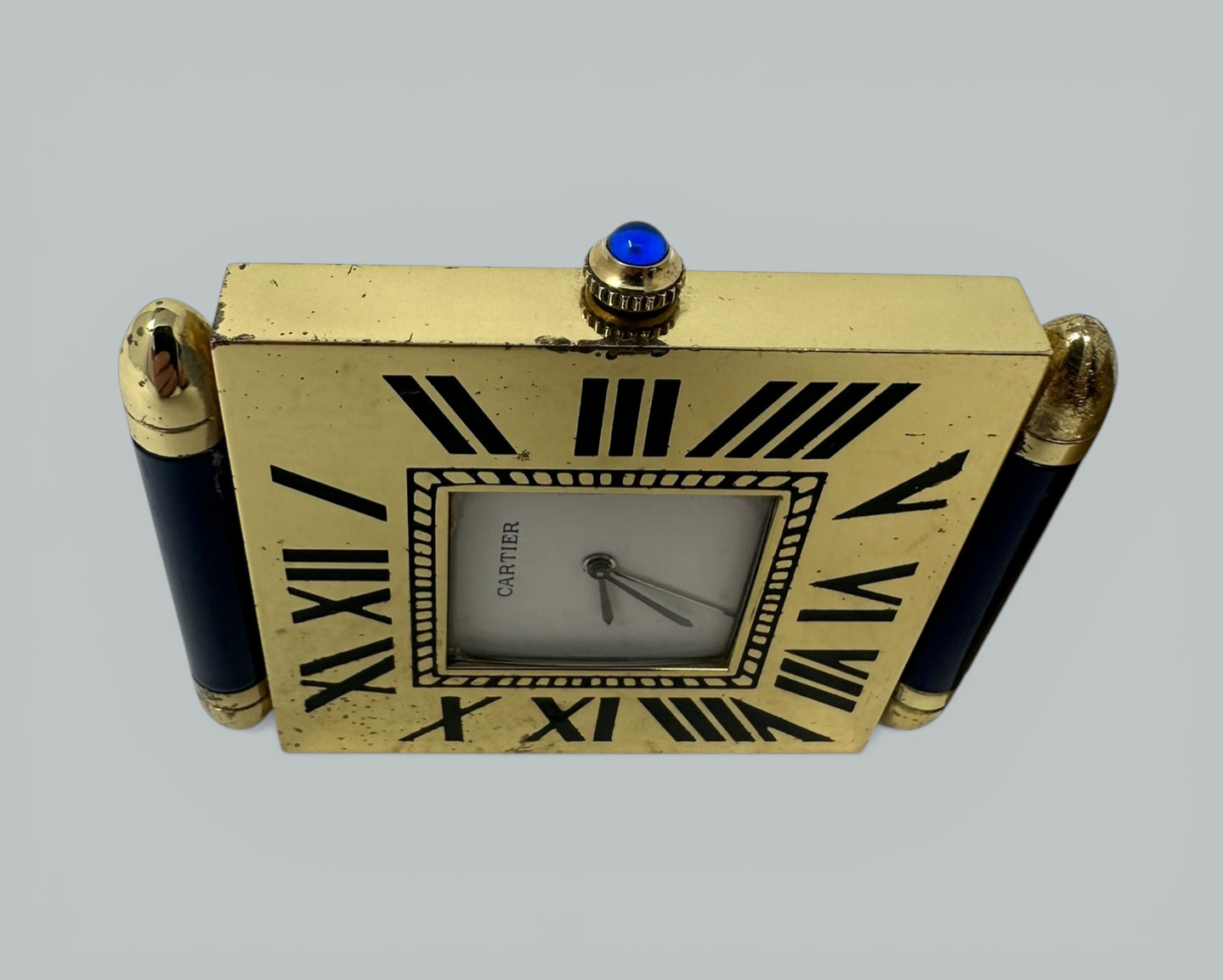 677. Mid Century Vintage Cartier Paris French Quartz Quadrant Traveling Alarm Clock - Image 7
