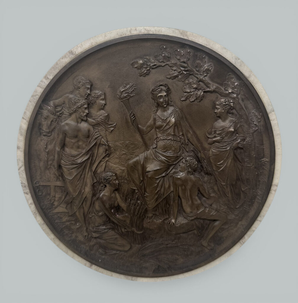 671. SOLD. Antique Bronze Plaque Duke Dutchess Devonshire Demeter Godess Edward William Wyon