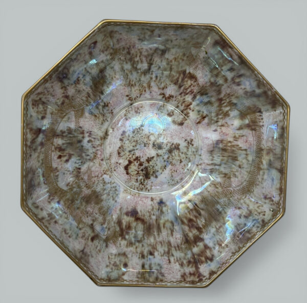 559. Art Deco Wedgwood Celestial Chinese Dragon Lustre Ware Bowl Centerpiece, 1920s