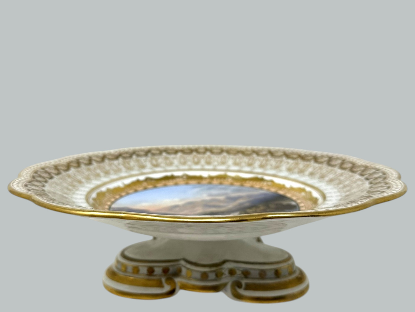 991. Antique Pair Cabinet Plates Hand Painted Lakes Killarney Kerry Ireland Irish 19Ct - Image 4