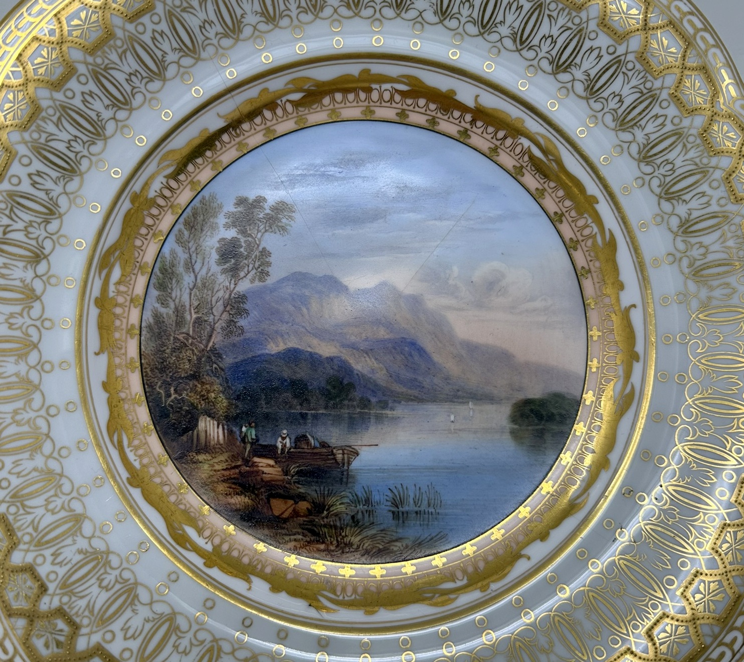 991. Antique Pair Cabinet Plates Hand Painted Lakes Killarney Kerry Ireland Irish 19Ct - Image 9