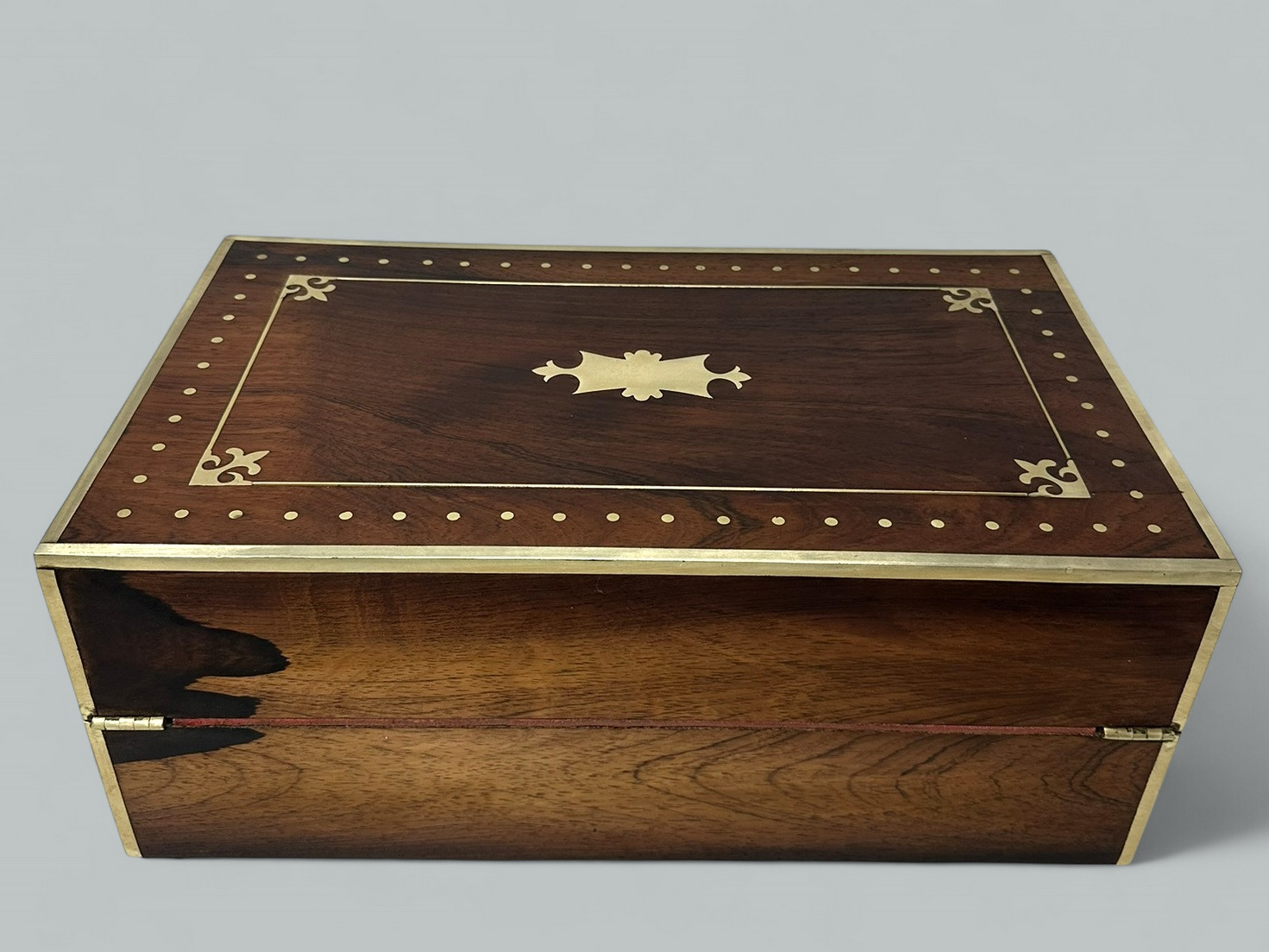 744. Antique Regency Brass Bound Traveling Desk Wooden Mahogany Writing Slope Regency - Image 6