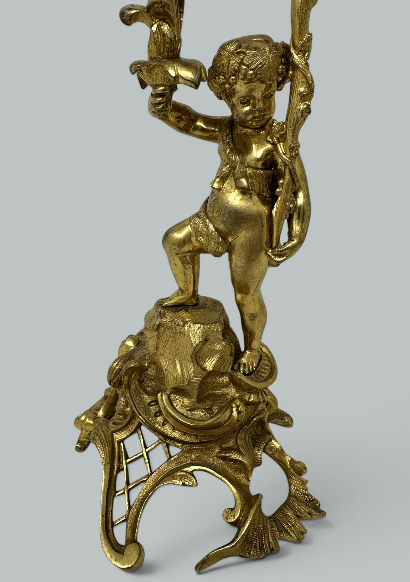 869. Antique Gilt Bronze Ormolu Twin Light Candelabra Candlestick Clodion Grand Tour - Image 3
