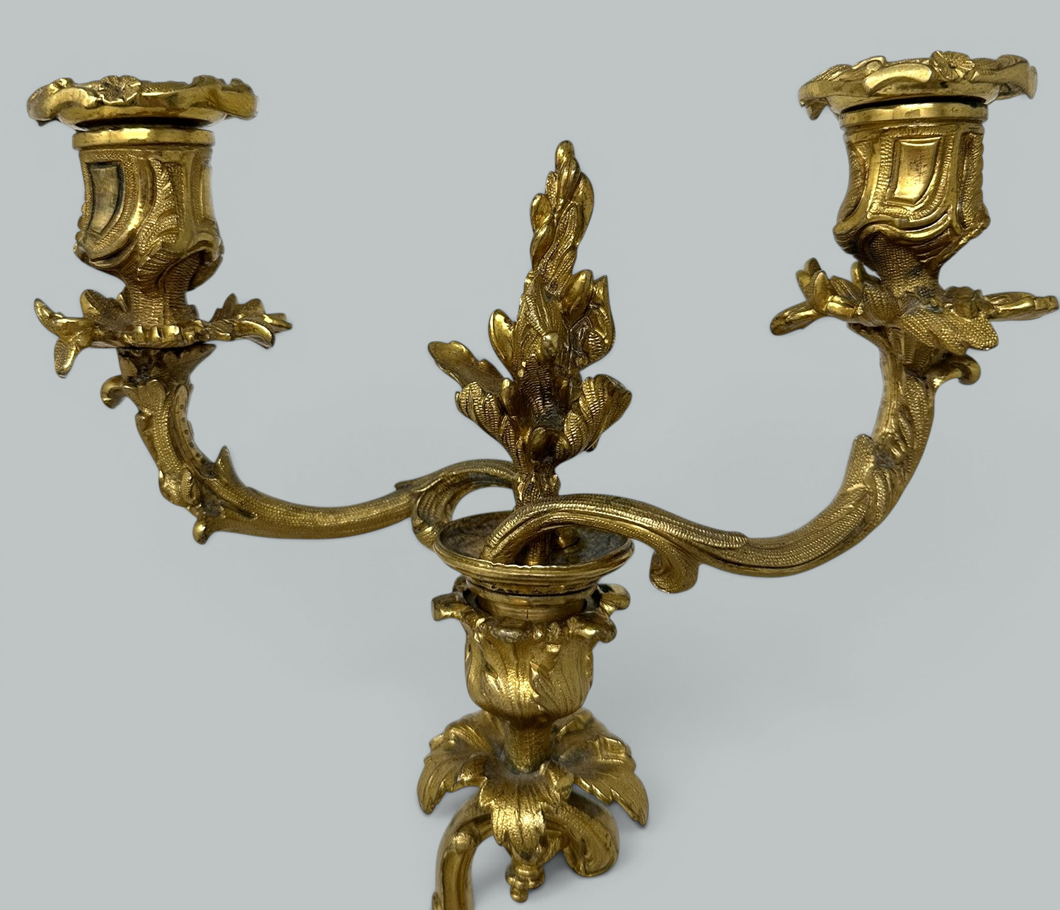 869. Antique Gilt Bronze Ormolu Twin Light Candelabra Candlestick Clodion Grand Tour - Image 4