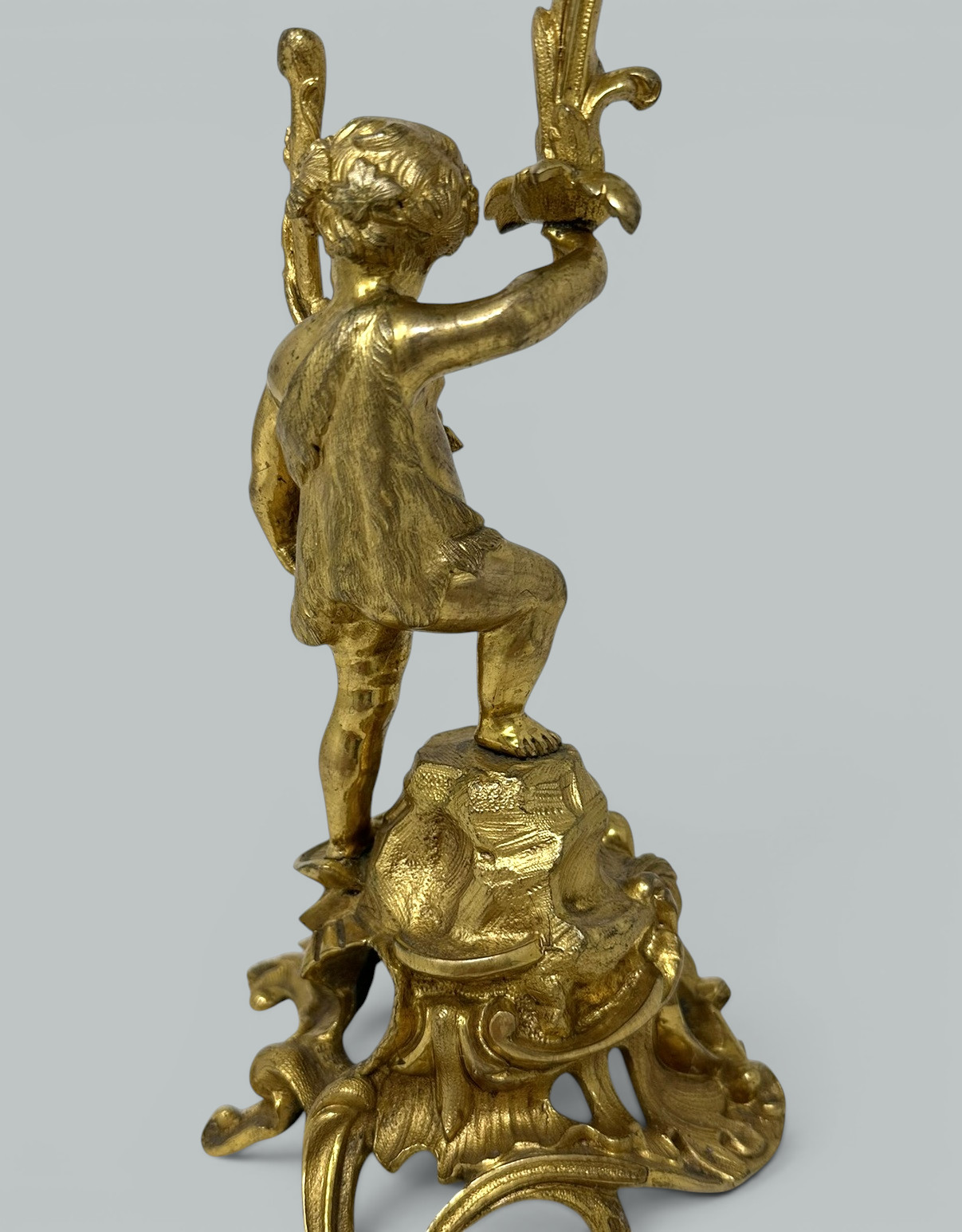 869. Antique Gilt Bronze Ormolu Twin Light Candelabra Candlestick Clodion Grand Tour - Image 6