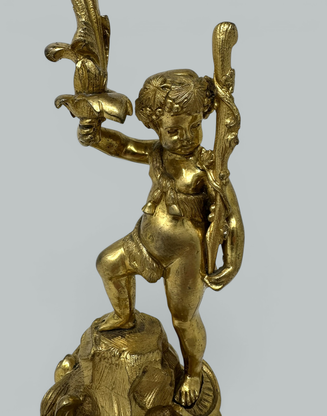 869. Antique Gilt Bronze Ormolu Twin Light Candelabra Candlestick Clodion Grand Tour - Image 7