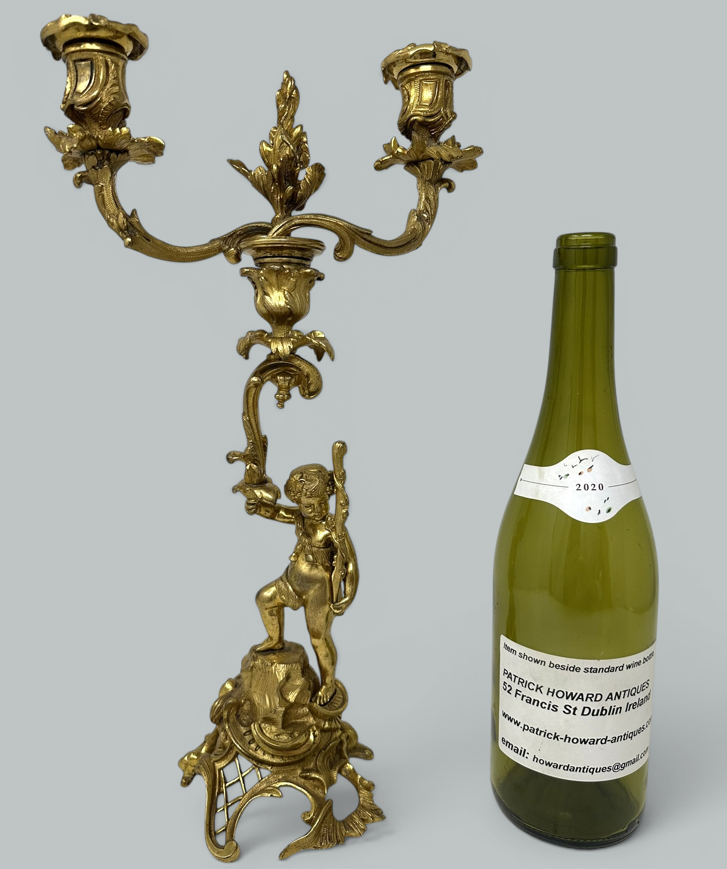 869. Antique Gilt Bronze Ormolu Twin Light Candelabra Candlestick Clodion Grand Tour - Image 8