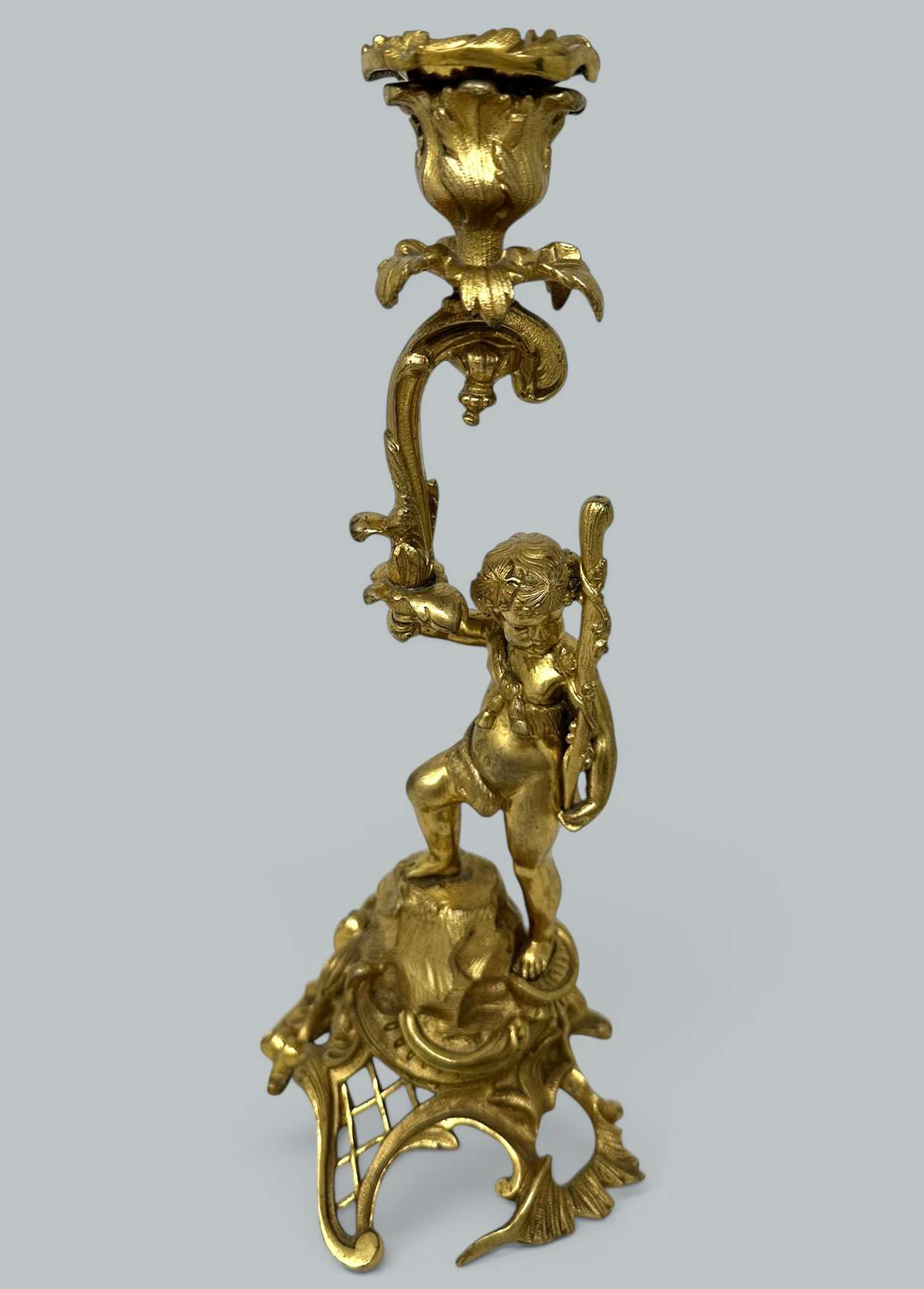 869. Antique Gilt Bronze Ormolu Twin Light Candelabra Candlestick Clodion Grand Tour - Image 9