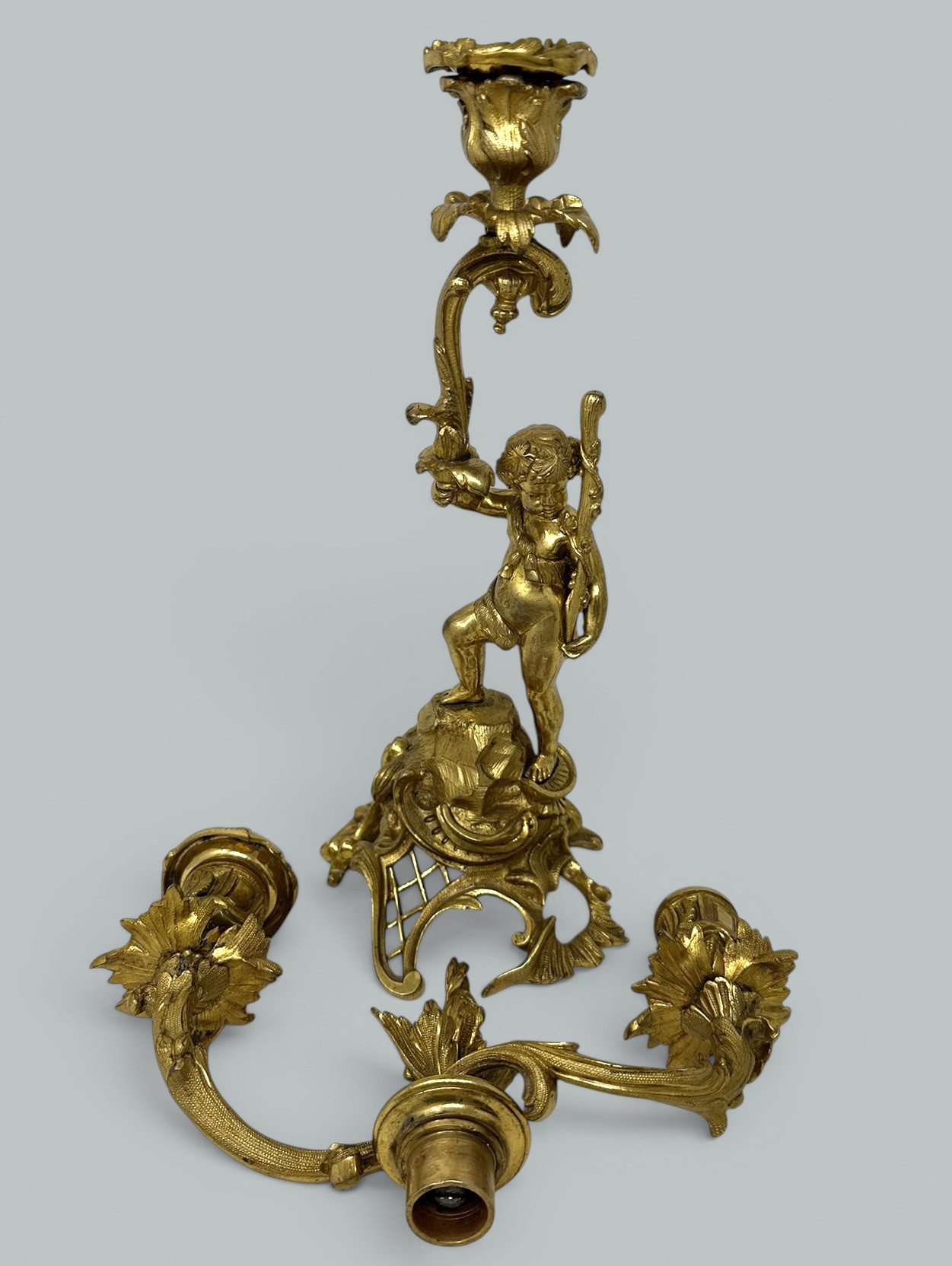 869. Antique Gilt Bronze Ormolu Twin Light Candelabra Candlestick Clodion Grand Tour - Image 10