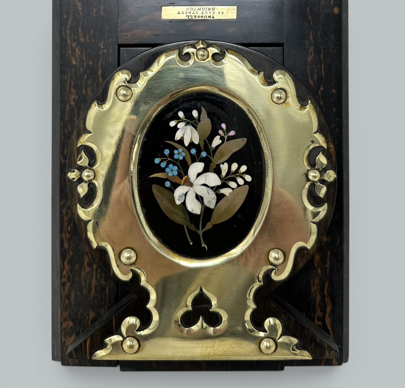 798. Antique Cormandel Wooden Brass Inlaid Book Slide Pietra Dura by George Betjemann - Image 3