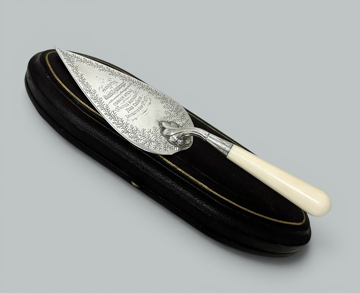 235. Antique English Sterling Silver Brick Layers Trowel Bone Handle Martin Hall 1877 - Image 7