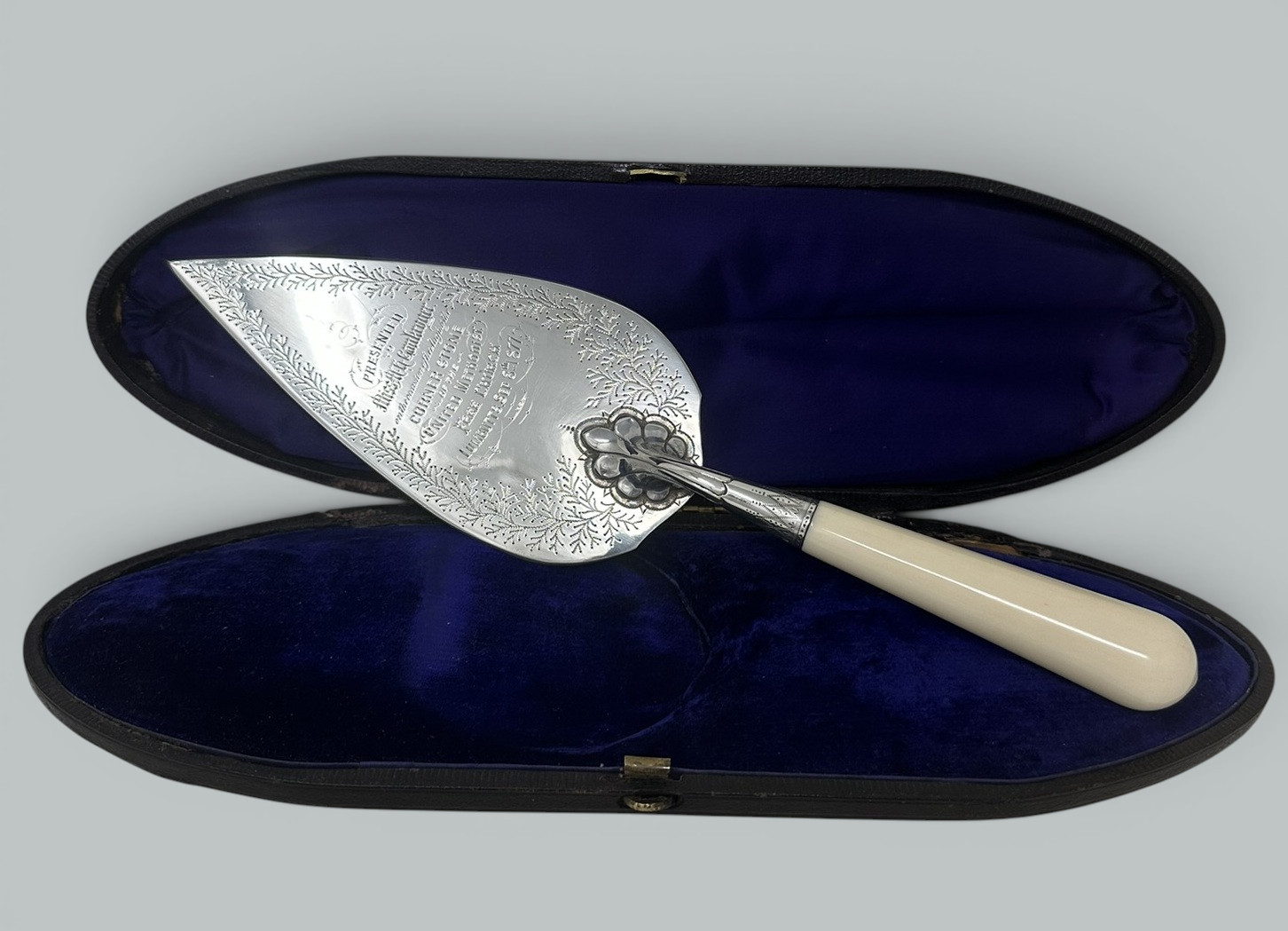 235. Antique English Sterling Silver Brick Layers Trowel Bone Handle Martin Hall 1877 - Image 8