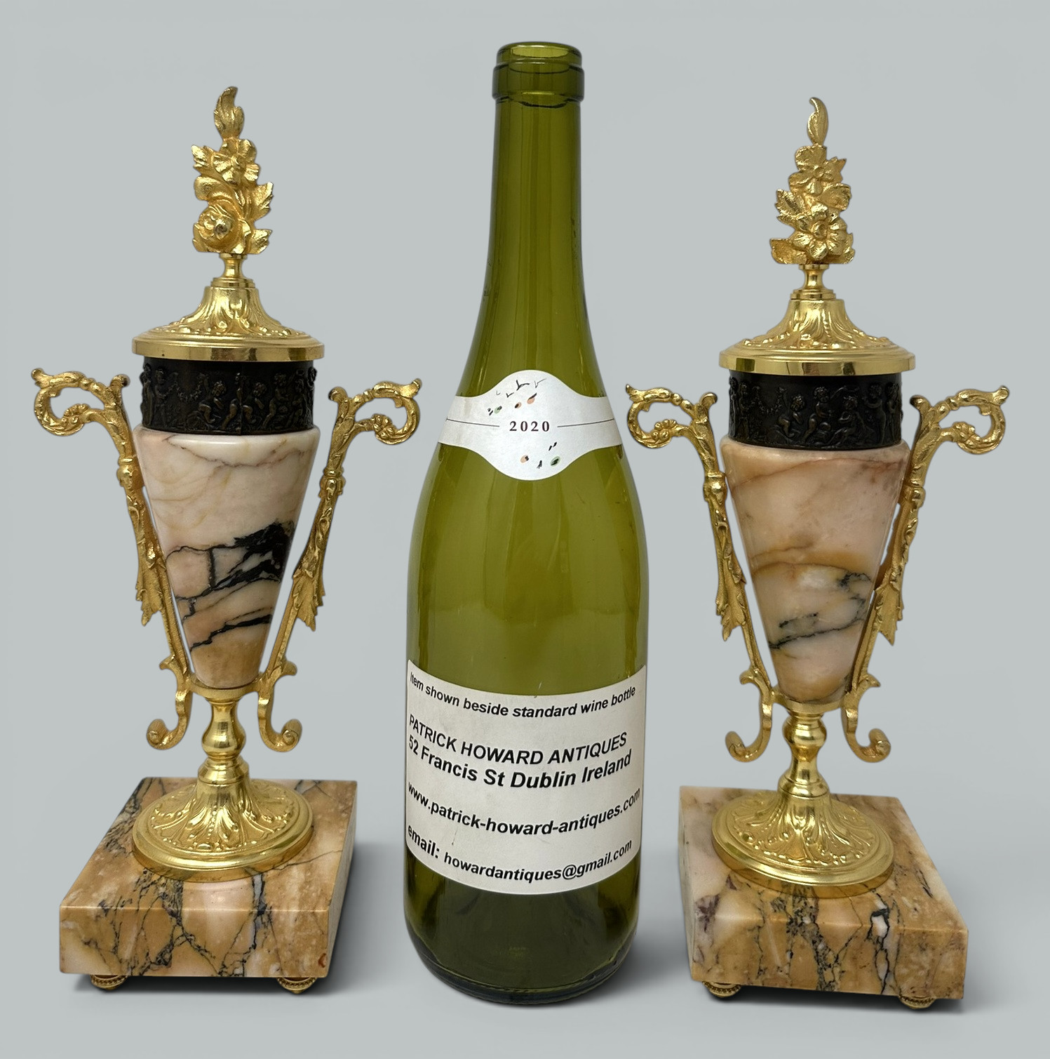 154. Pair French Regency Styl Giallo Sienna Marble Gilt Bronze Cassolettes Urns Vases - Image 11