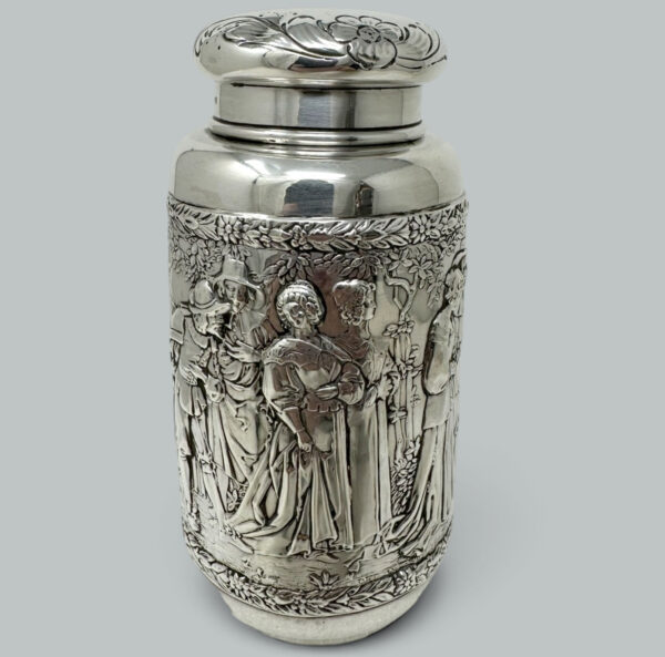 884. Antique German Sterling Silver Teacaddy Neresheimer Sohnes Berthold Muller 1900