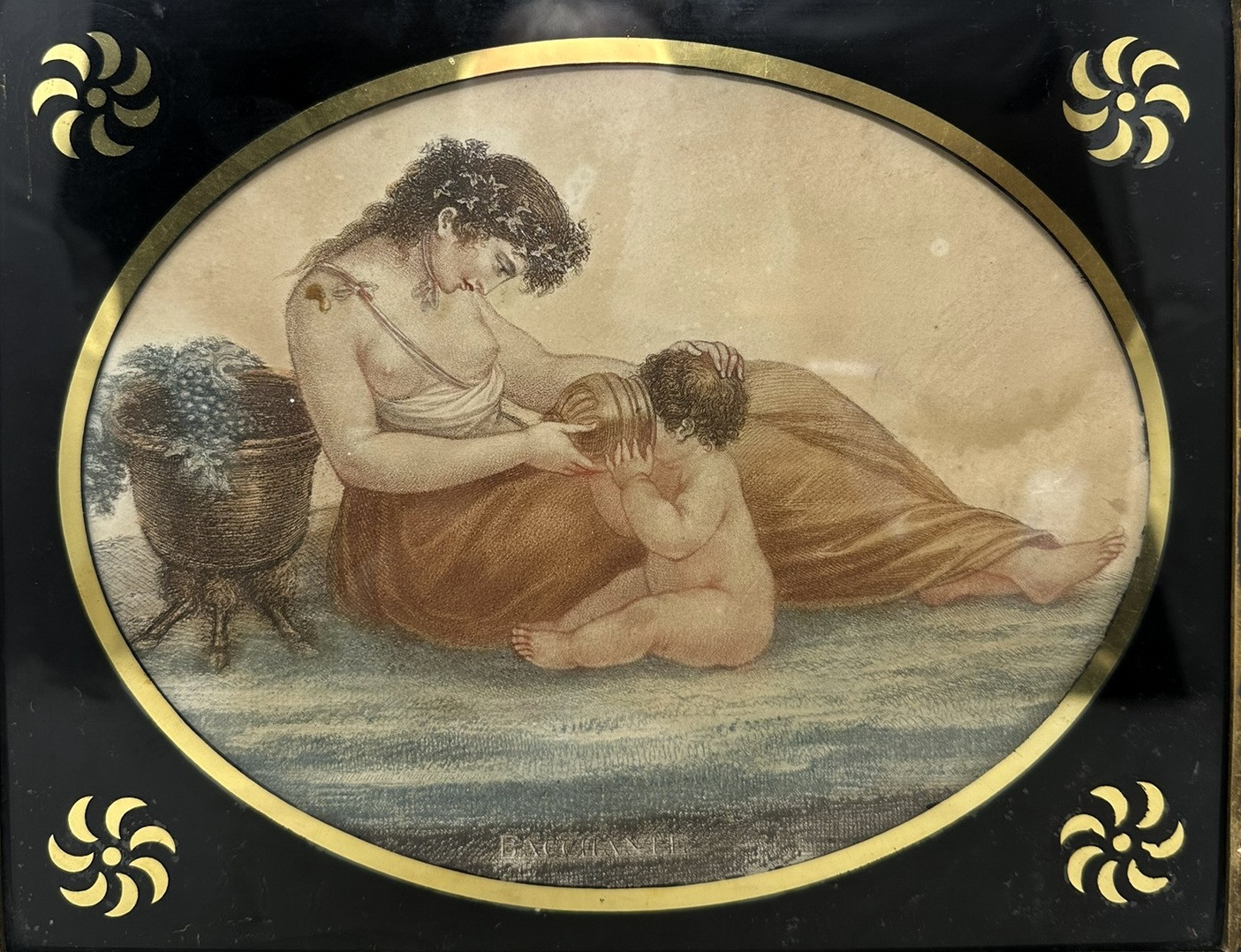 771. Antique Regency Francesco Bartolozzi Hand Colored Stipple Engraving Lady Pair - Image 3