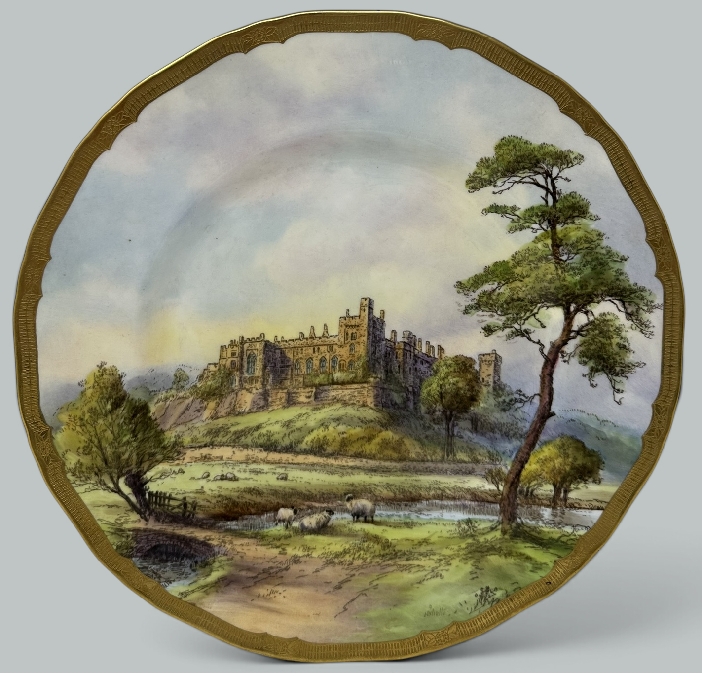 091. Royal Worcester Cabinet Plate Richmond Arundel Kilchurn Oystermouth Castle Views - Image 6