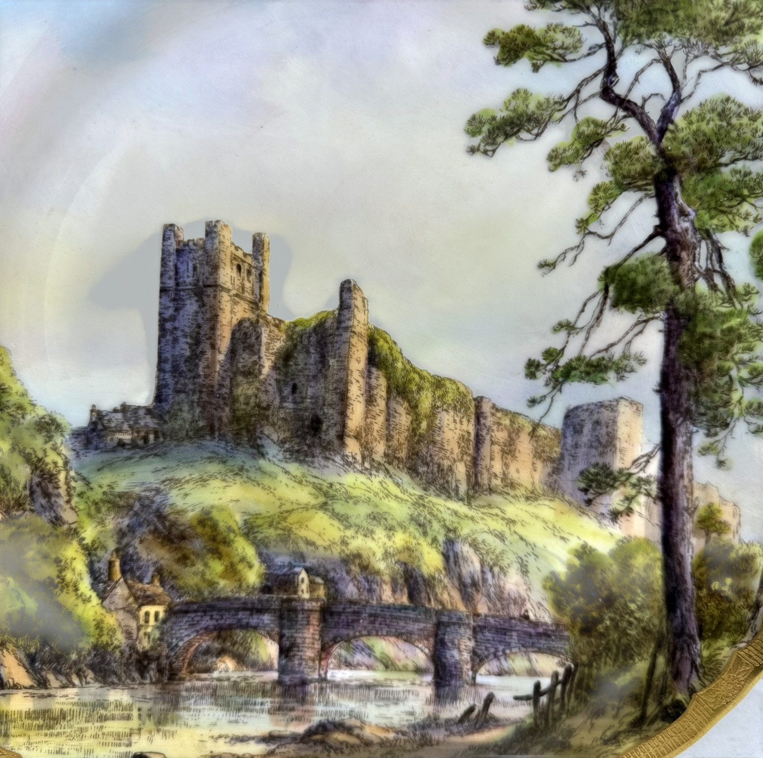 091. Royal Worcester Cabinet Plate Richmond Arundel Kilchurn Oystermouth Castle Views - Image 9