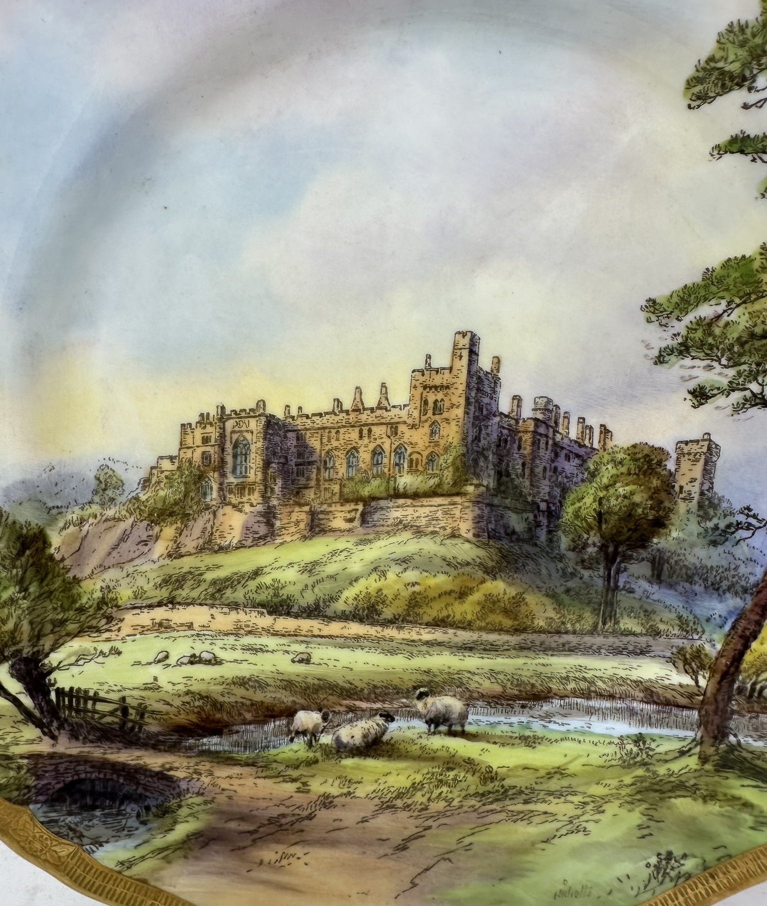 091. Royal Worcester Cabinet Plate Richmond Arundel Kilchurn Oystermouth Castle Views - Image 10
