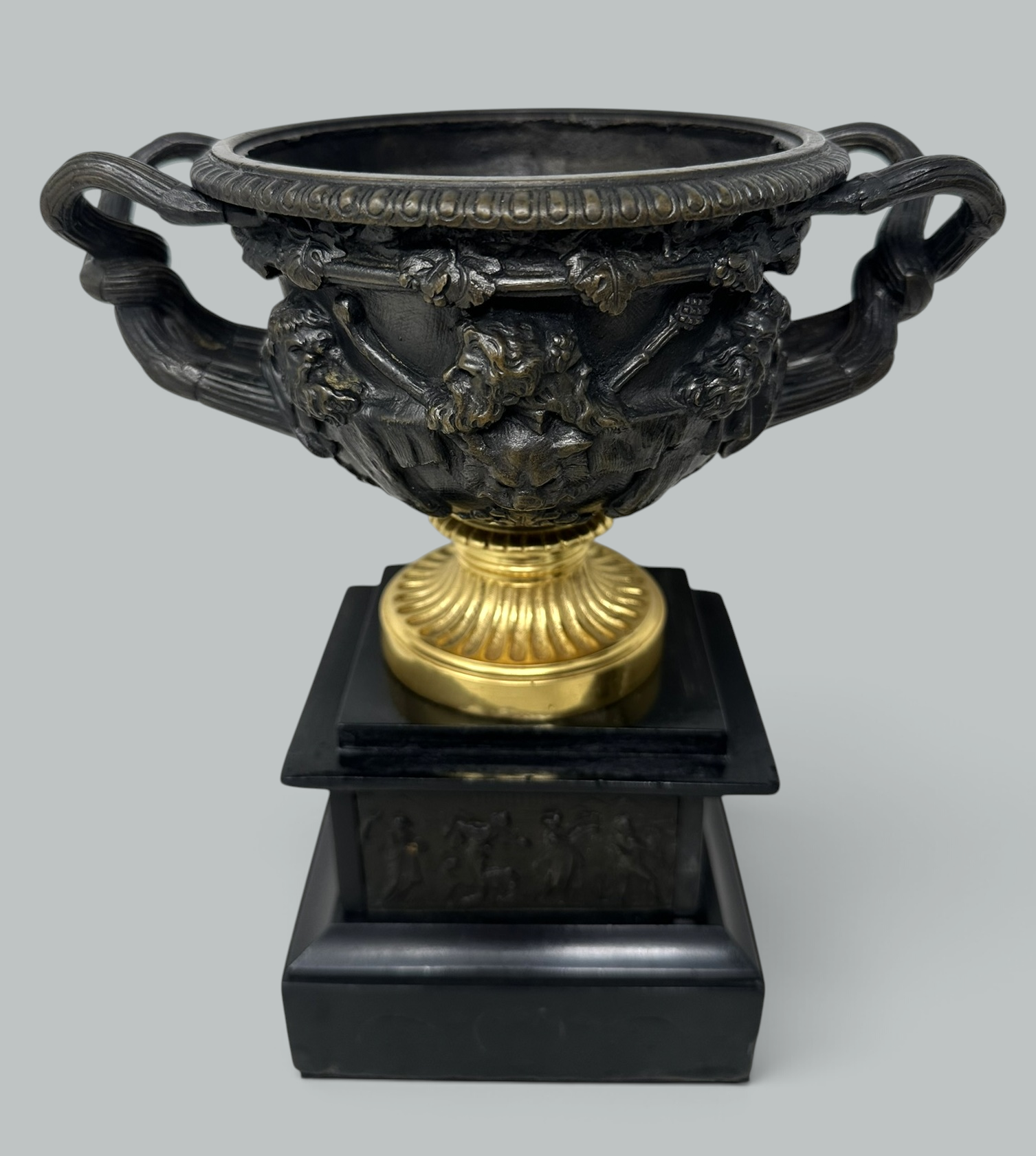 127. Antique Pair French Ormolu Bronze Warwick Albani Grand Tour Vases Urns Clodion - Image 4