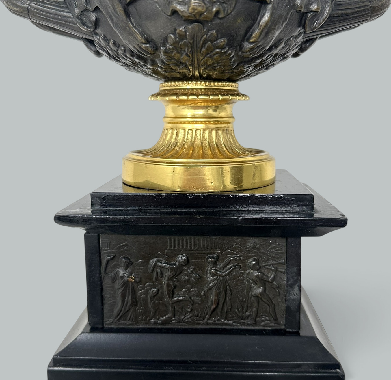 127. Antique Pair French Ormolu Bronze Warwick Albani Grand Tour Vases Urns Clodion - Image 6