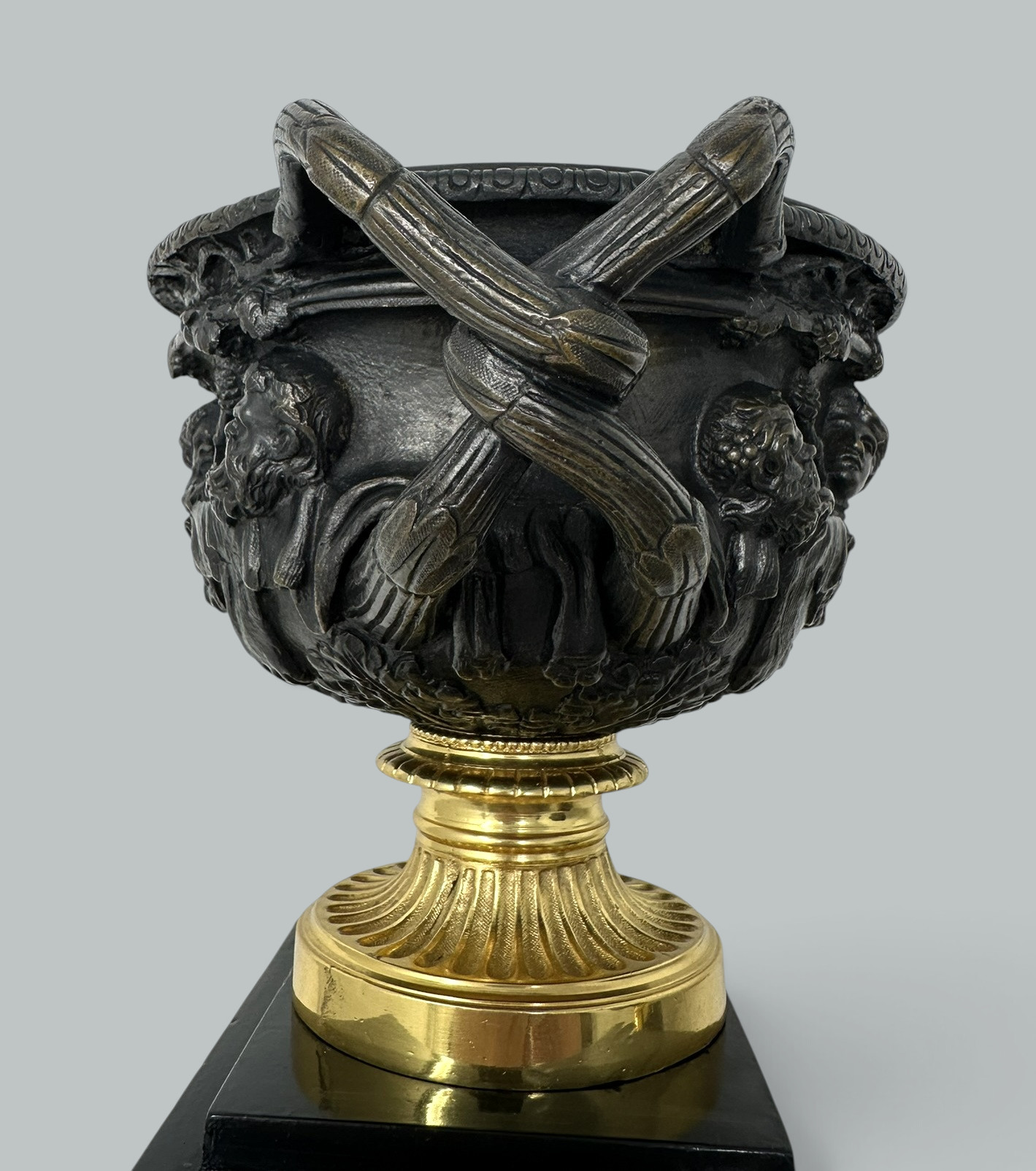 127. Antique Pair French Ormolu Bronze Warwick Albani Grand Tour Vases Urns Clodion - Image 9