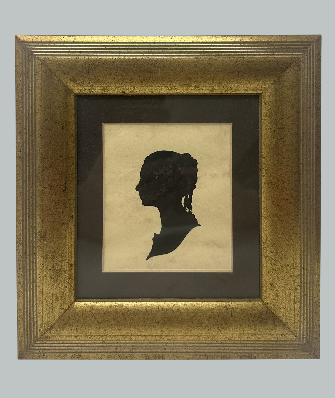 515. Antique Pair English Watercolor Paintings Silhouettes Giltwood Frames 19 Centry - Image 3