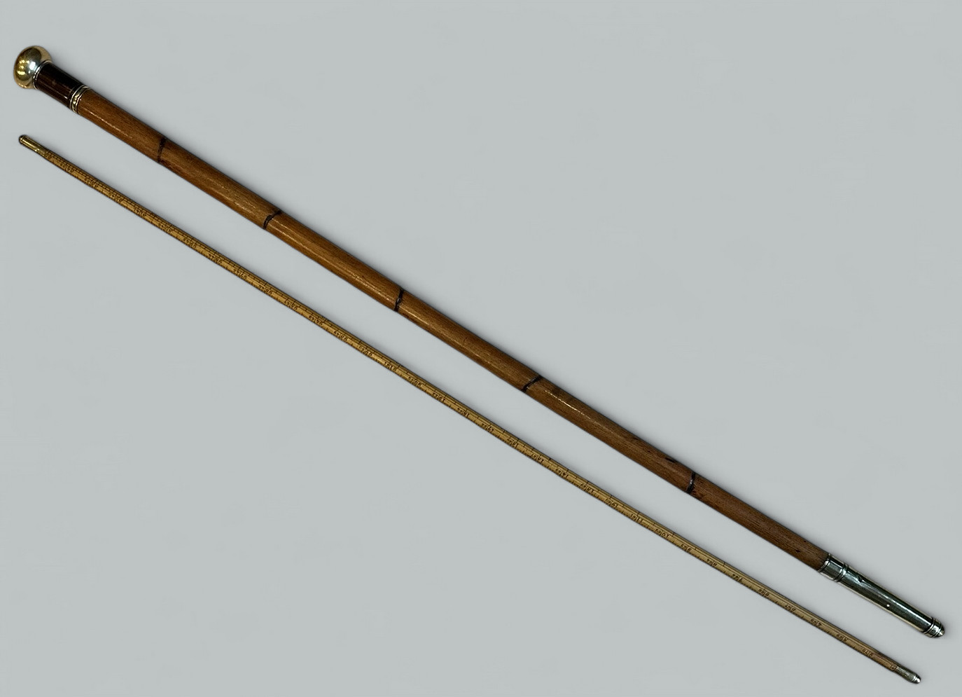125. Antique Gentlemans Ladys Gadget Measuring English Bamboo Walking Stick Cane RARE - Image 16