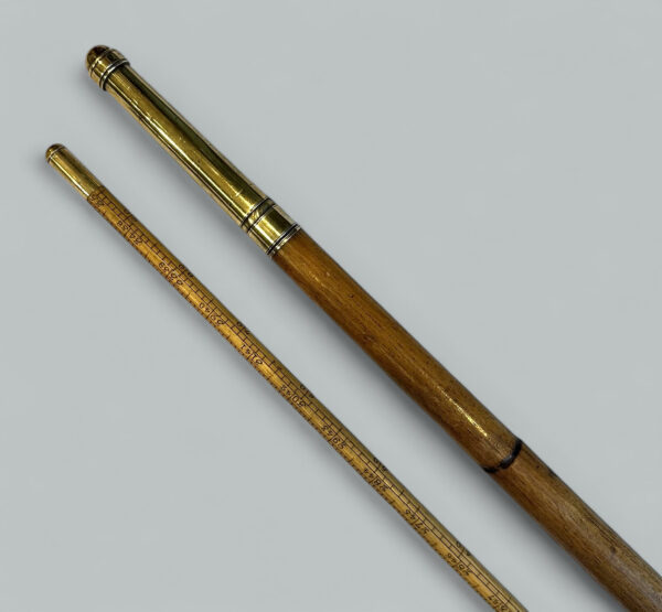 125. Antique Gentlemans Ladys Gadget Measuring English Bamboo Walking Stick Cane RARE