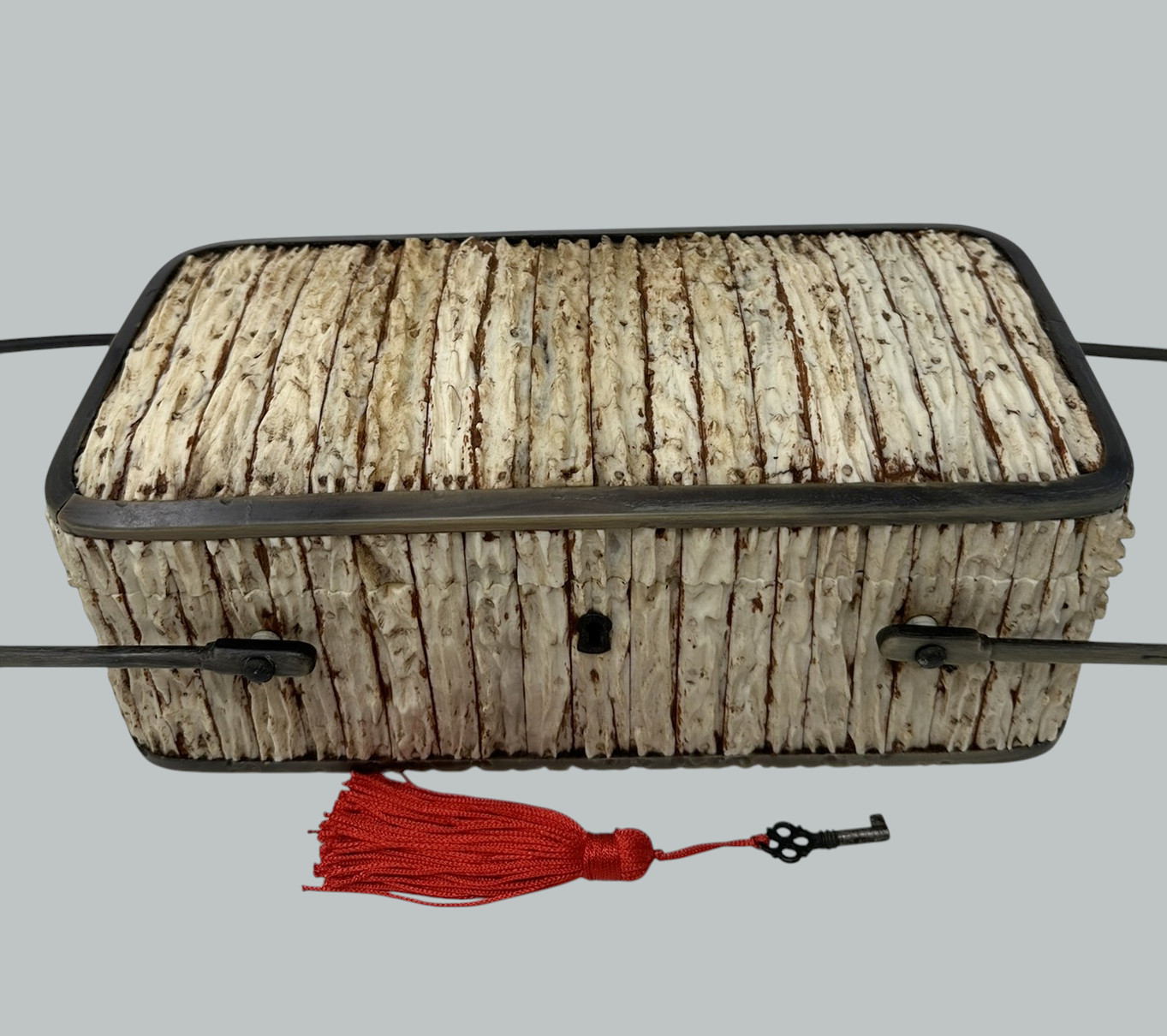 638. Antique Anglo Indian Vizagapatam Stag Antler Horn Sandalwood Box Jewelery Casket - Image 4
