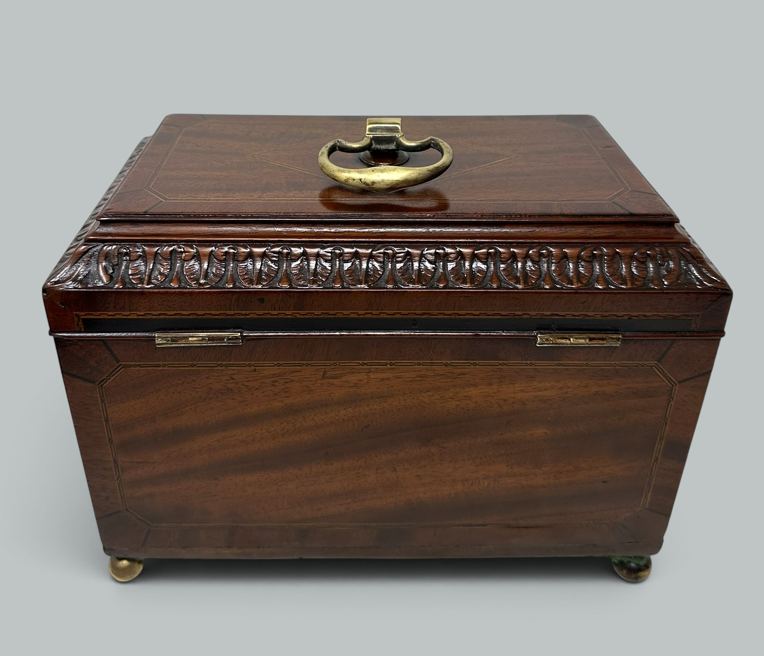 127. Antique English Wooden Georgian Chippendale Triple Tea Caddy 18C Irish Provenance - Image 7