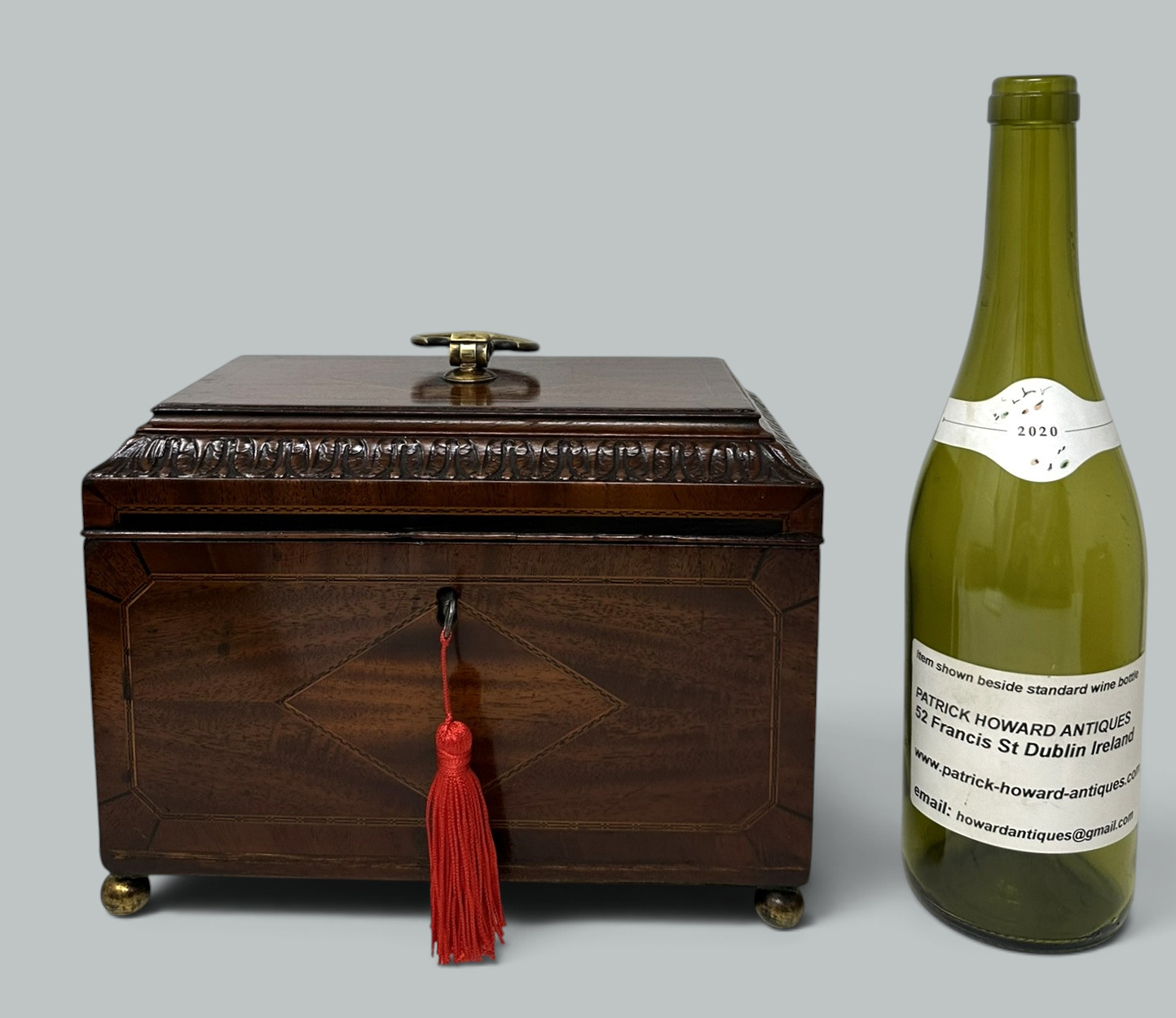 127. Antique English Wooden Georgian Chippendale Triple Tea Caddy 18C Irish Provenance - Image 9