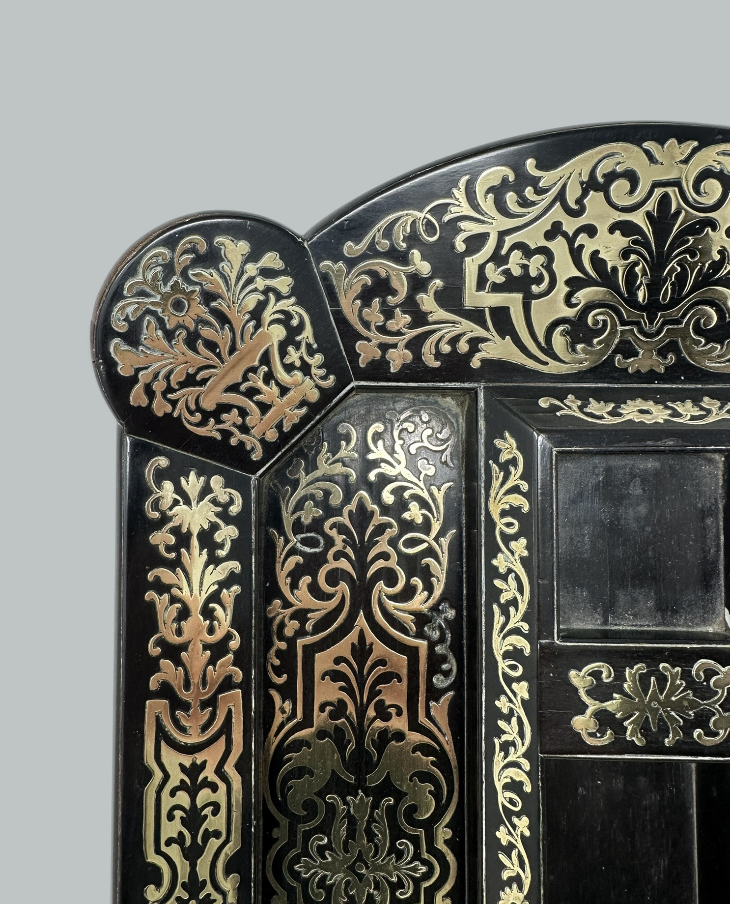 166. Antique Grand Tour Mahogany Boulle Work Brass Inlaid Desk Set Inkstand Regency - Image 6