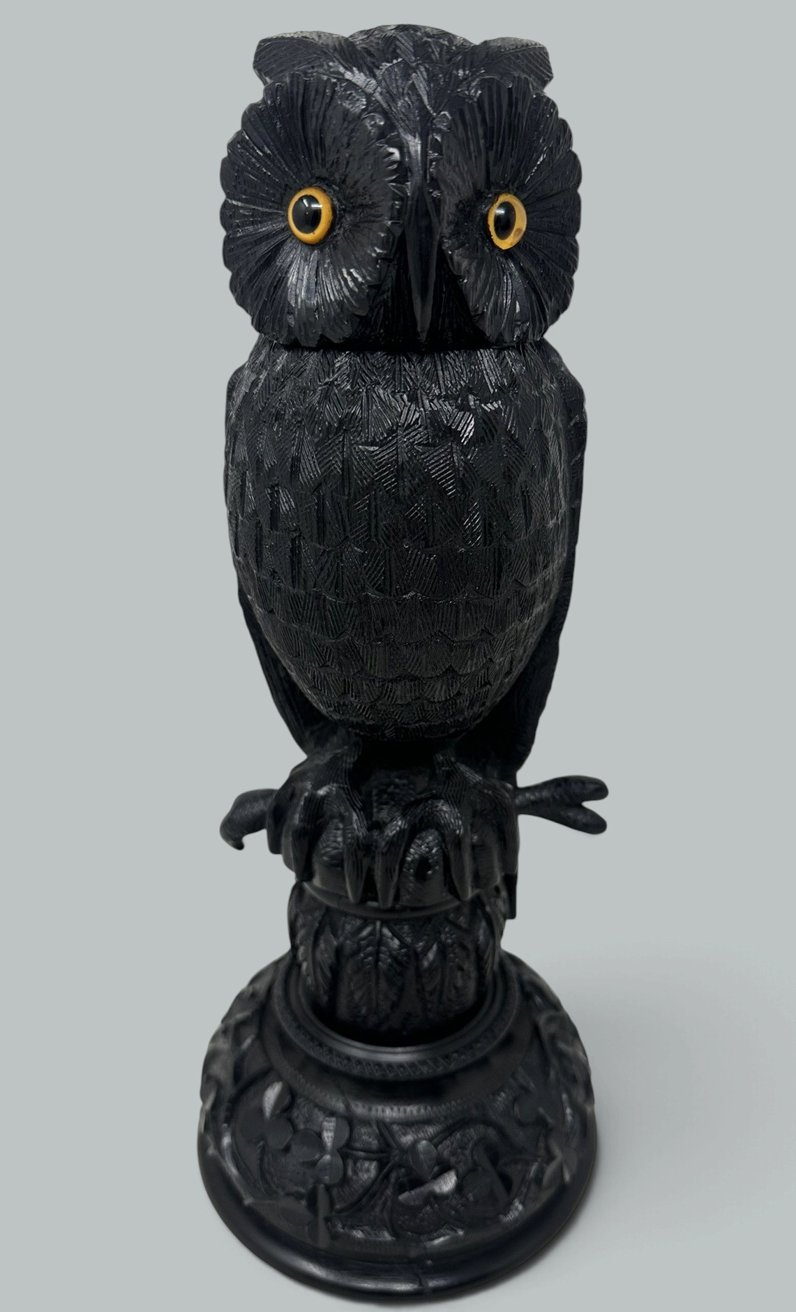 836. Irish Bog Oak Hand Carved Wooden Owl poss by Cornelius Goggin Dublin Ireland 19C - Image 4
