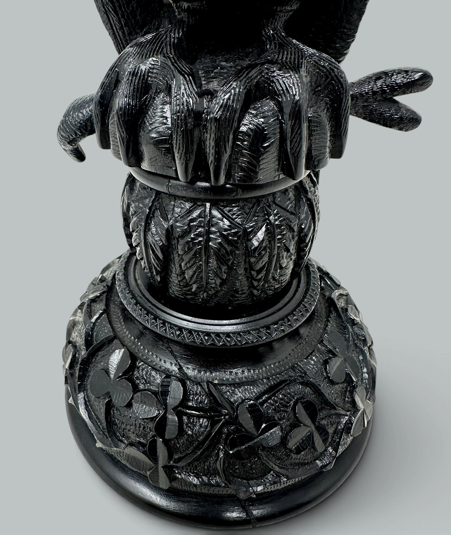 836. Irish Bog Oak Hand Carved Wooden Owl poss by Cornelius Goggin Dublin Ireland 19C - Image 7