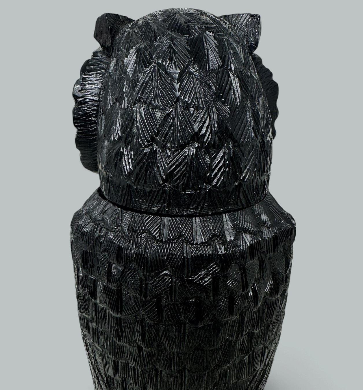 836. Irish Bog Oak Hand Carved Wooden Owl poss by Cornelius Goggin Dublin Ireland 19C - Image 9