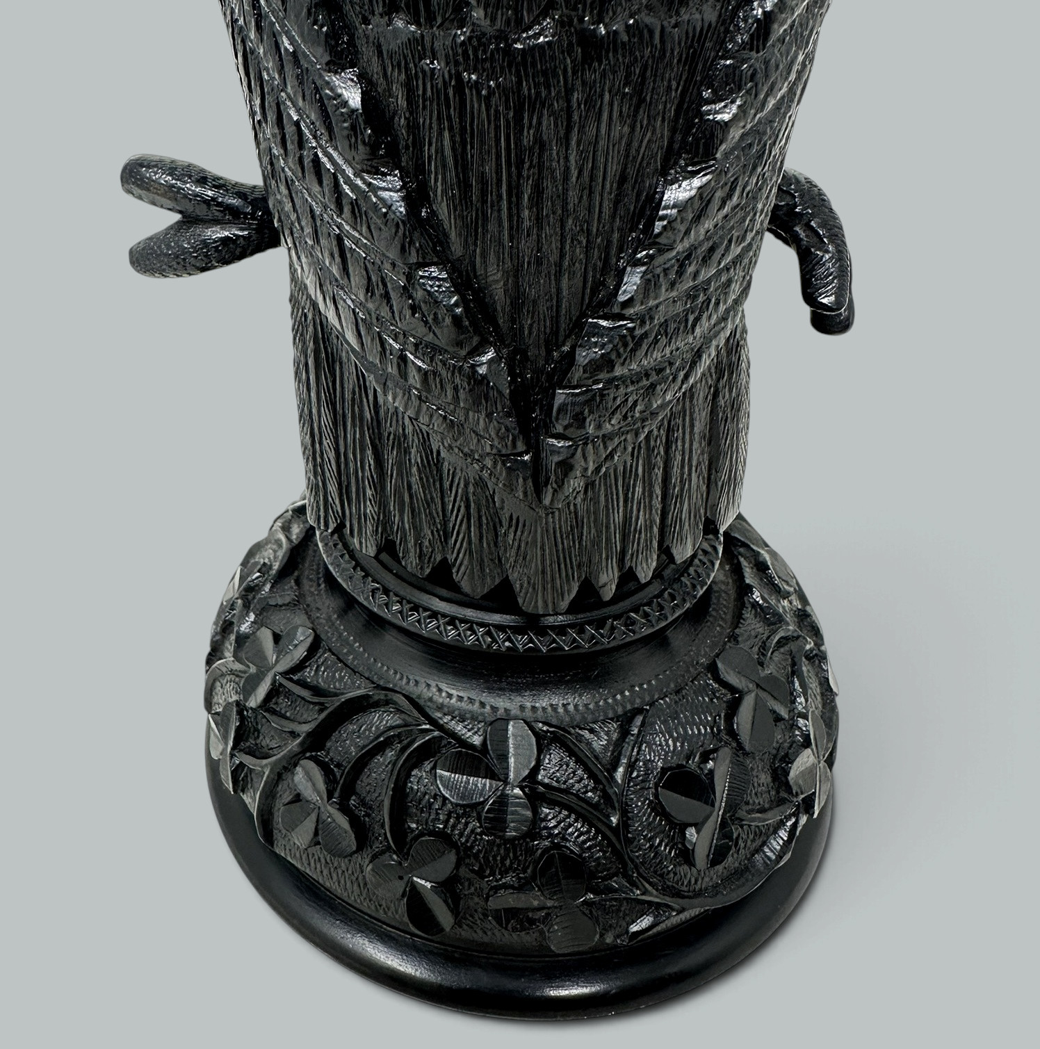 836. Irish Bog Oak Hand Carved Wooden Owl poss by Cornelius Goggin Dublin Ireland 19C - Image 10
