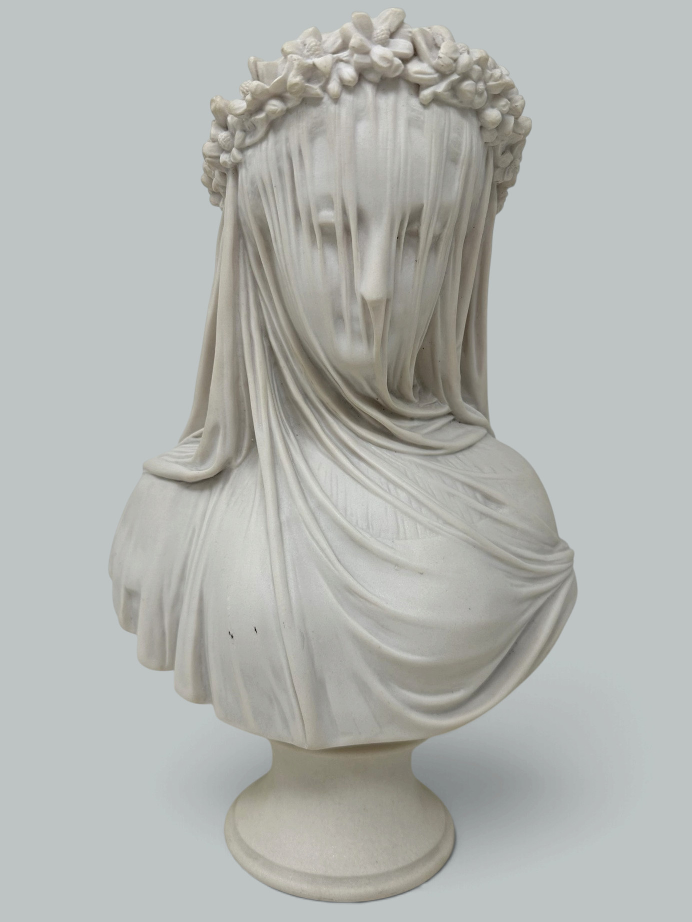 250. Antique English Parian Porcelain Bust VEILED MAIDEN after Monti Raffaele 19thCen - Image 2